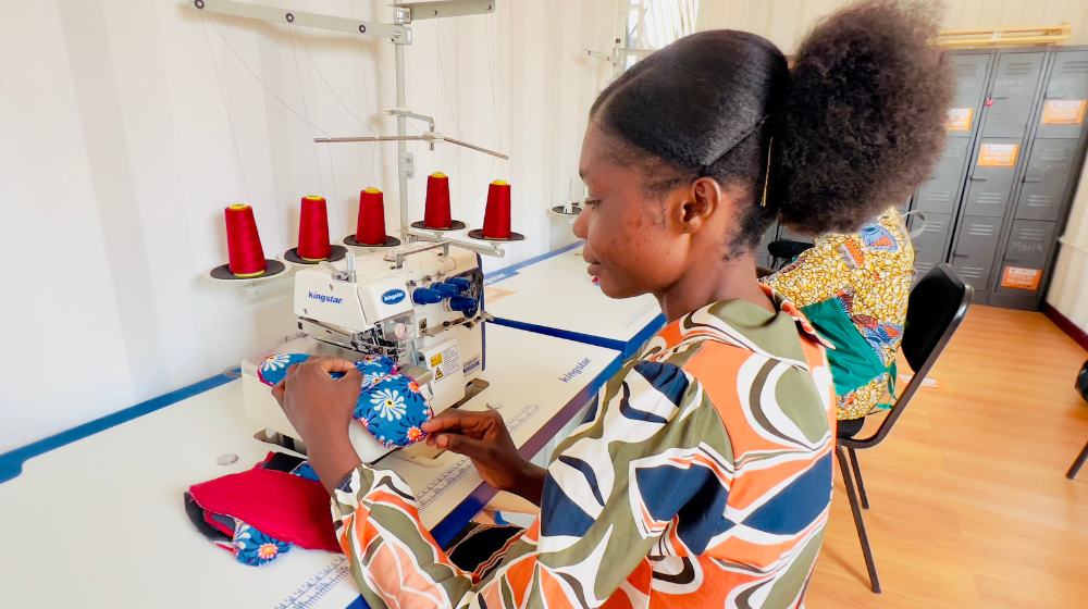 Rebecca Kanjiliji (32) shared how the Sanitary Pad-Making Initiative transformed her life and provided her with the chance to contribute to her community. UNFPA/Namibia