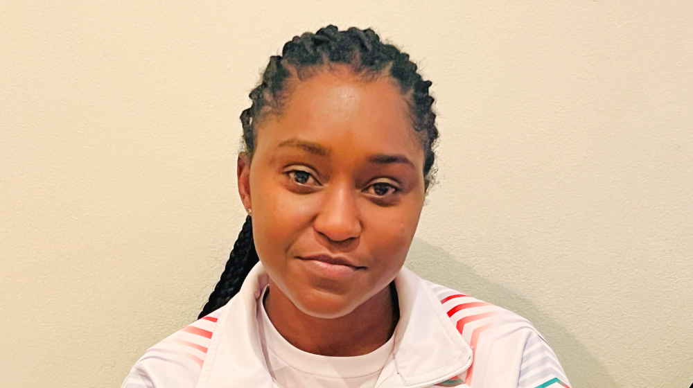 Saara Shigwana, NFA’s Grassroots and Youth Development Officer, shares her commitment to promoting gender-sensitive approaches and supporting GBV victims in football.  Photo: UNFPA/Namibia