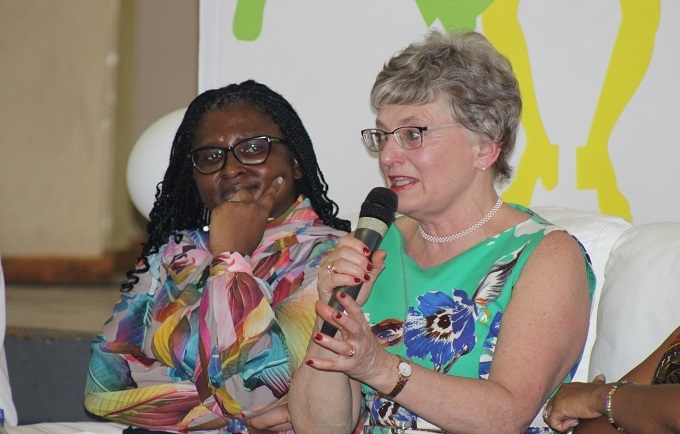 First Lady Madam Monica Geingos with Hon. Katherine Zappone, Minister of Children and Youth Affairs in Ireland. © UNFPA Namibia/ Emma Mbekele