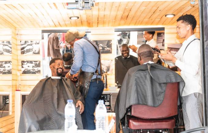 Participants and community members received free haircuts from Tatekulu Barbershop after the conclusion of the #BeFree Babershop