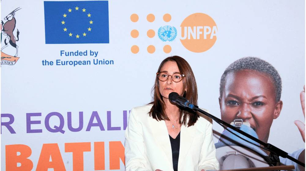 EU Ambassador Ana Beatriz Martins emphasizes the importance of gender equality and combating GBV in Namibia.  ©UNFPA/Namibia