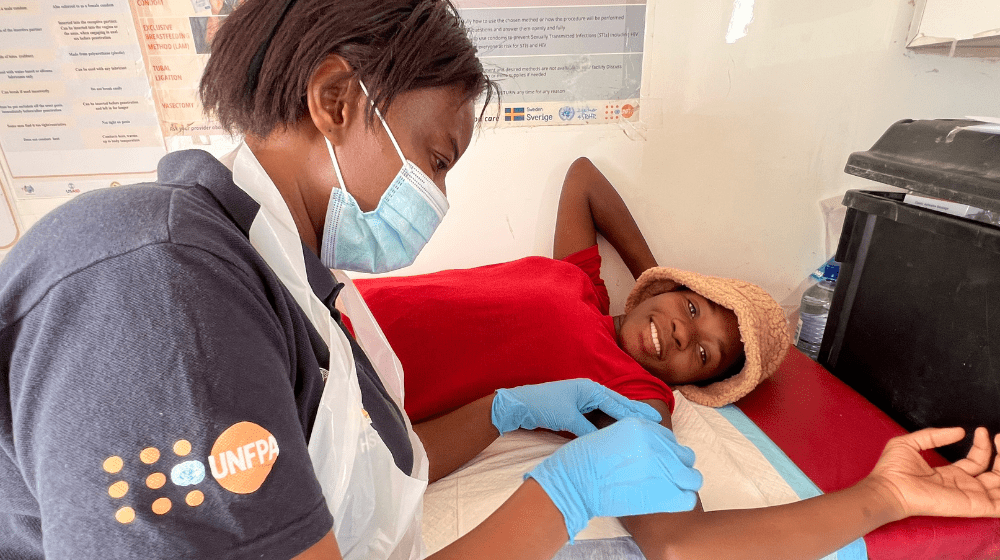 Lydia receiving contraceptive implants at a UNFPA-supported mobile clinic. ©UNFPA/Namibia