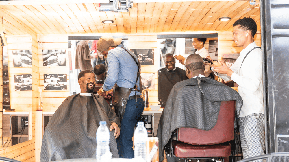 Participants and community members received free haircuts from Tatekulu Barbershop after the conclusion of the #BeFree Babershop