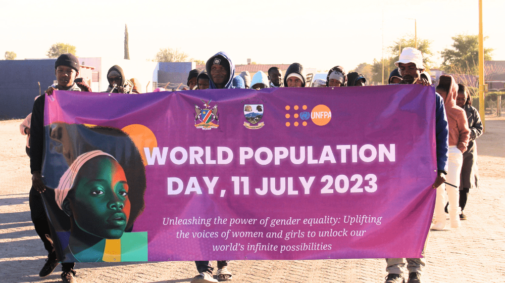 The commemoration of World Population Day at Mariental commenced with a march by the youth from the town centre towards the Mari